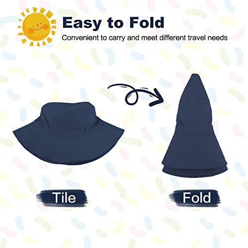 Fynnsure Baby Boys Girls Sun Hat Wide Brim Toddler Sun Hat Upf 50+ Infant Sun Hat Summer Beach Baby Hats Bucket Hat Navy 0-6 Months #TOP4