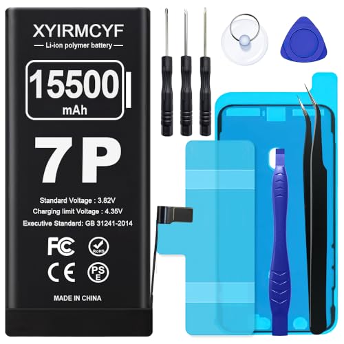 XYIRMCYF 15500mAh Super Capacity Battery Compatible with iPhone 7 Plus, 0 Cycle Li-Polymer Replacement Battery for iPhone 7 Plus, with Professional Repair Tool Kit