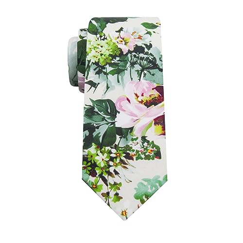Image of Mantieqingway Floral Ties for Men Skinny Cotton Tie Flower Necktie