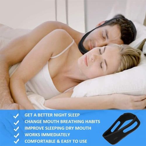 Zqitone Anti Russare Cinghia Anti Russare Dispositivo Anti Russare Regolabile Universale Anti Russare Dispositivi Regolabili Efficace Stop Russare Sleep Aid (Nero) - 6
