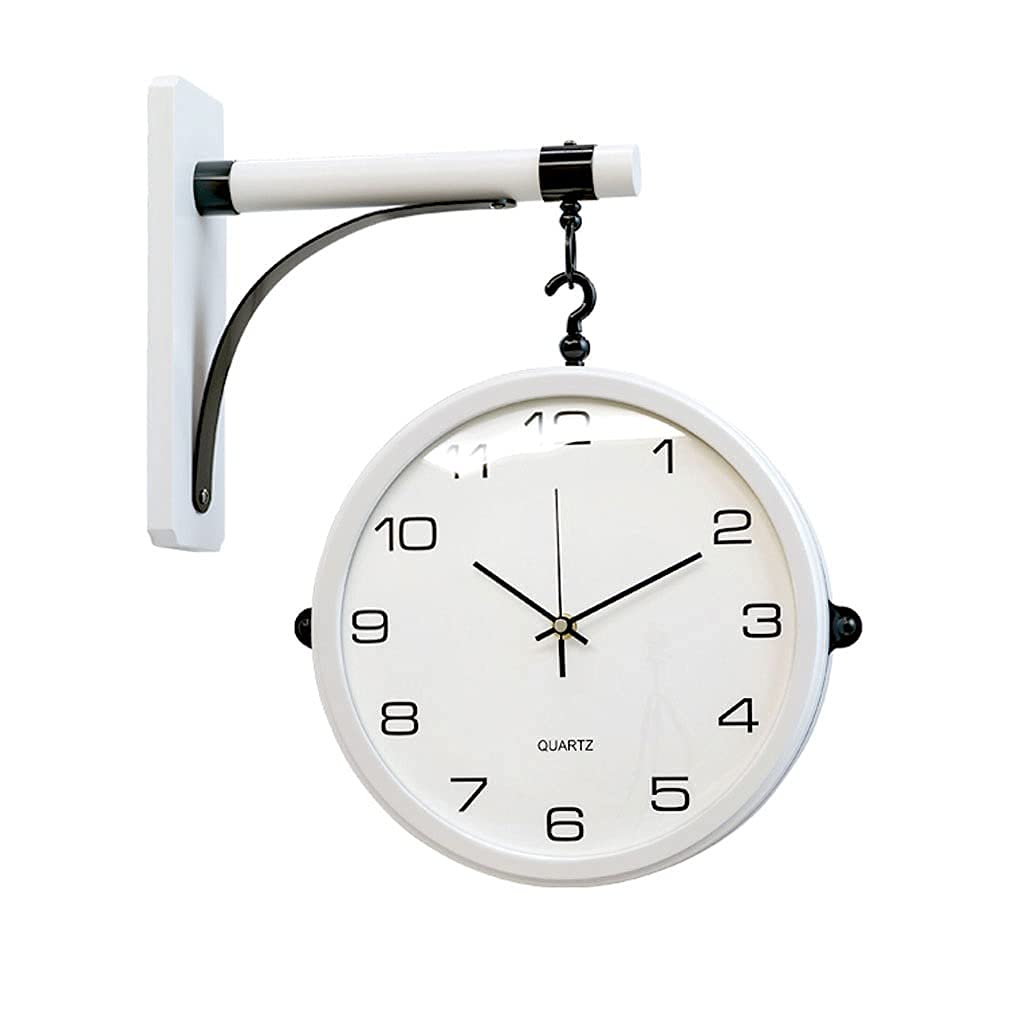 Horloge murale simple moderne double face de couleur blanc beige