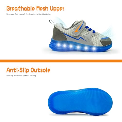 SKYWHEEL Light Up Sneakers for Toddlers Easy-On with Hook & Loop Lightweight Breathable and Soft4