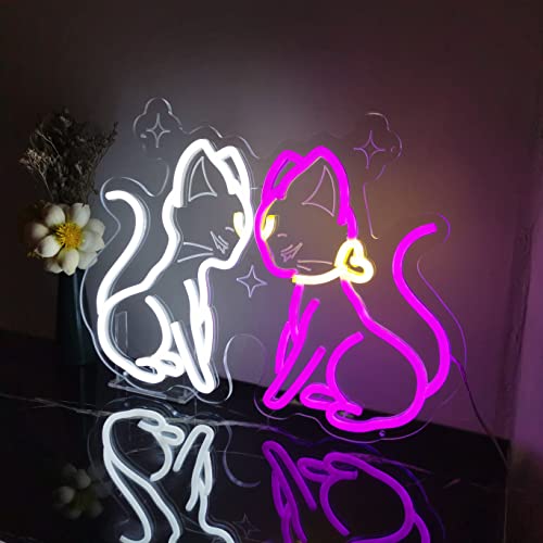 Japanese Anime Luna Neon Sign, Dimmable Neon Lights For Wall Decor, Cute Two Cartoon Magic Cats Led Light, Bedroom Night Lamp Art Decorative Lights For Kids Girls Game Room, Birthday Gifts - 16'' #TOP1