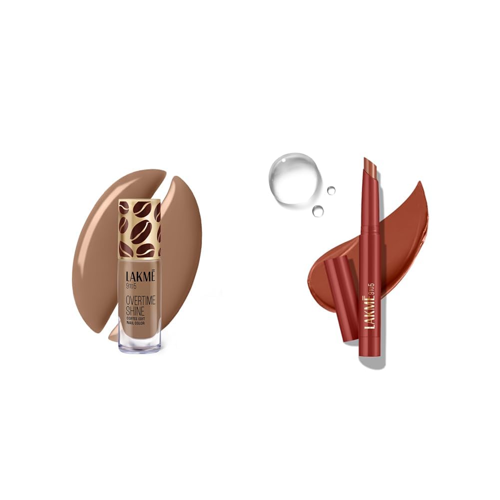 Lakme 9 to 5 Overtime Shine Nail Polish - Coffee Edit-06 Caramel Drizzle 6ml Lakme 9 to 5 Forever Matte Lip Crayon, Hustle Brown 1.1g-image-22