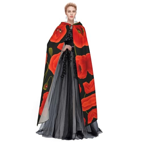 Cape de sorcière fleurs de coquelicot pour bal masqué