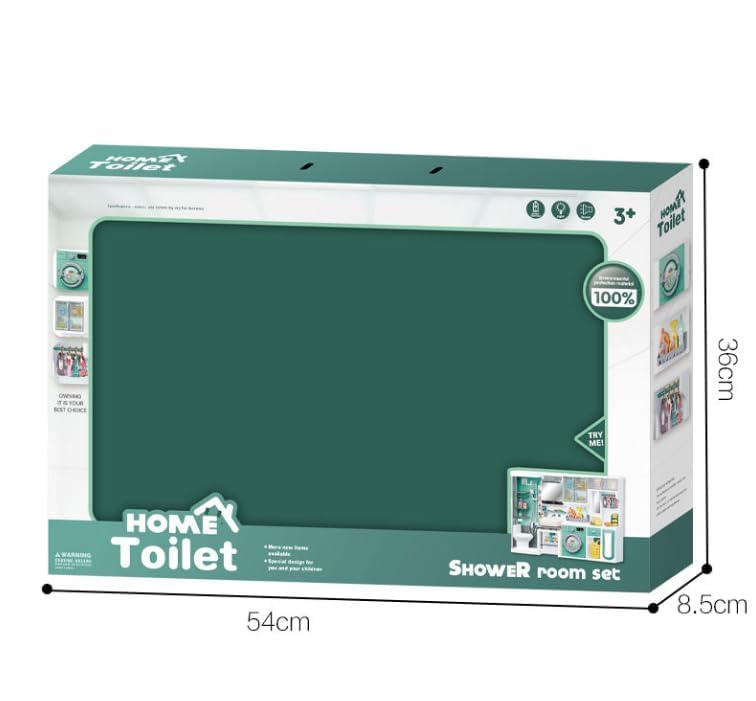 Daji 4-in-1 Bathroom & Laundry Room Toy Set - Mini Washing Machine, Shower, Toilet & Cleaning Accessories for Kids | Realistic Pretend Play Home Set (Multicolor)(4door) 1