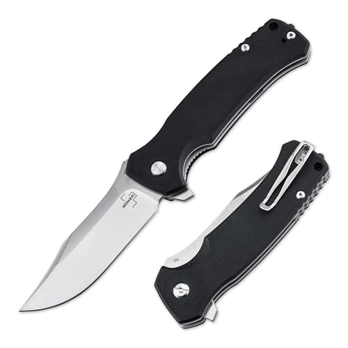 BÖKER PLUS® M.E.R.K. 1 Linerlock Taschenmesser - Einhand Flipper Messer mit G10 Griff schwarz - taktisches Outdoor Klappmesser - Tactical Knife mit scharfer D2 Clip-Point Klinge, Etui & Geschenk-Box