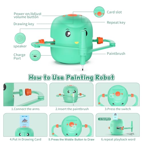 Interactive Educational Drawing Robot for Kids - Montessori Learning Toy with 100 Word Cards, Voice Interaction, Ages 5+ - Image 6