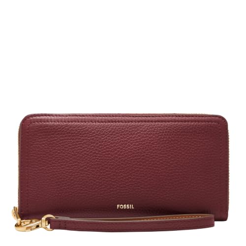 Image of Fossil Women's Logan Leather RFID-Blocking Zip Around Clutch Wallet with Wristlet Strap for Women