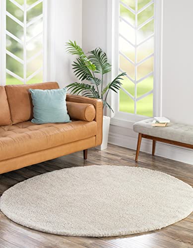 Rugs.com Solid Frieze Collection Rug – 12 Ft Round Ivory