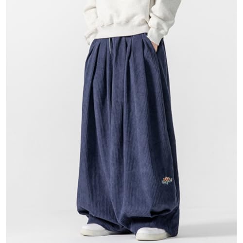 Men's Baggy Wide Leg Loose Fit Corduroy Pants Elastic Waist Straight Relaxed Drawstring Sweatpants2