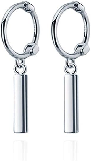 Reffeer Solid 925 Sterling Silver Bar Hoop Earrings Huggie for Women Girls Small Bar Huggie Earrings Drops