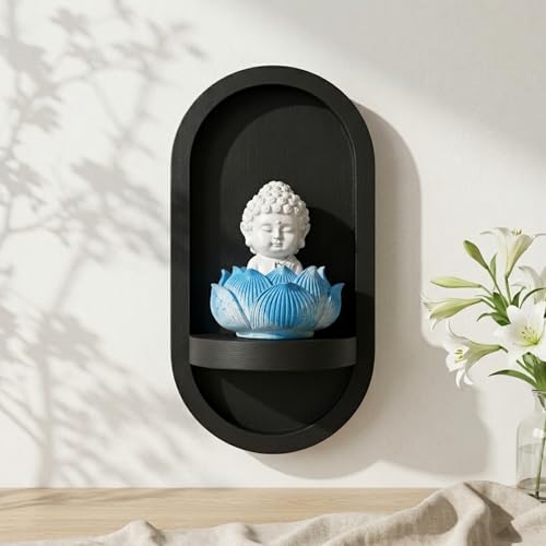 Image of eCraftIndia White Lord Buddha Idol in Blue Lotus Base | Baby Buddha Statue for Car Dashboard Office Home Decor | Gift for Diwali Housewarming Birthday