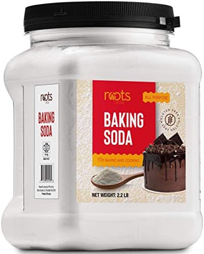 Roots Circle Baking Soda | Bulk Pack 1 [35.2oz] Airtight Container | Gluten-Free All-Purpose Sodium Bicarbonate for Cooking & Baking|All-Natural Cleaning Agent & Deodorizer for Fridge, Carpet, Laundry