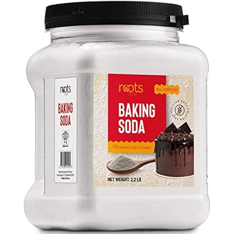 Roots Circle Baking Soda Bulk | 1 x 35.2oz Large Airtight Container | Pure Sodium Bicarbonate for Cooking, Baking, Cleaning, Laundry, Deodorizing, Gardening | Gluten Free, All-Natural Food Grade Cover