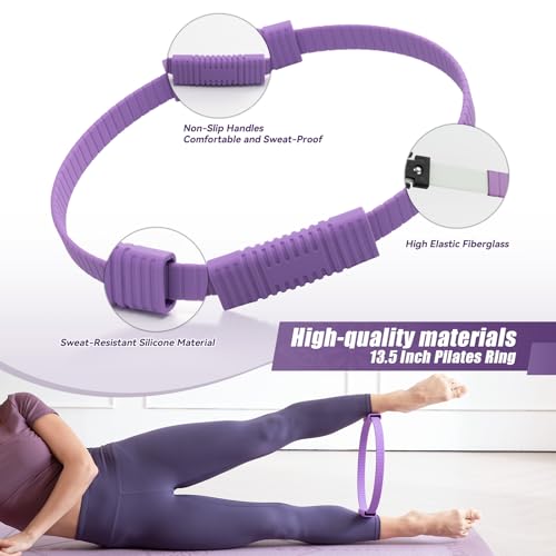 Image of Krightlink Pilates Ring Circle, 14 inch Magic Circle Pilates Rings for Focusing on Toning Inner Thighs, Arms, and Core, Fitness Exercise Ring Workout Ring for Yoga and Pilates (Purple)