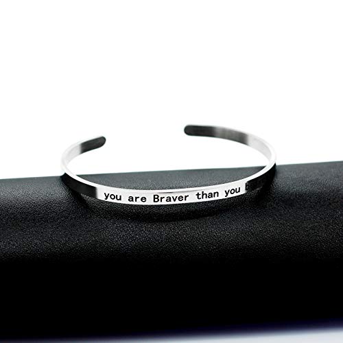 Image of Uloveido Stainless Steel Inspirational Bracelets for Women Engraved Personalized Mantra Initial Motivational Cuff Bangle Y460