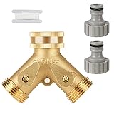 Amplia gama de usos: Conector en Y de 3/4'' distribuidor 2 vias para mangueras de jardín, lavadoras, tanques de agua, filtros de agua, etc.