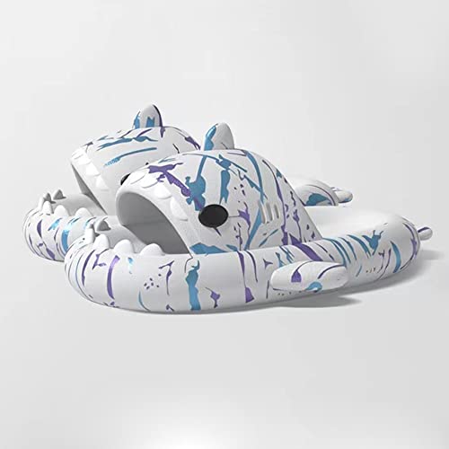 XIssG Shark Slippers, Cloud Shark Slides, Shark Cloud Slides, 2022 Sommer Damen Herren Cute Shark Slippers (Punk Little Light Grey 5/5.5 UK) Cover