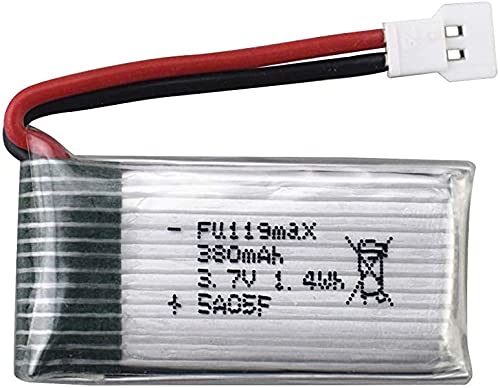 YUNIQUE GREEN-CLEAN-POWER - Set 4 Batterie LiPo 3.7V 380mAh per Quadricotteri RC | Compatibile con Hubsan X4, Syma X11, HS170 | Ottimizza Tempo di Volo, Silver