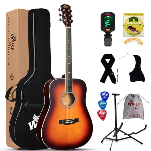 Winzz Acoustic Guitars Full Size, 4/4 Folk Guitar for Beginners Adults, Acoustic Steel-string Guitar...