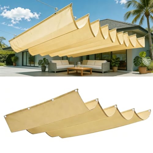 Voile d'ombrage rétractable vague 6,5x7m jaune sable imperméable