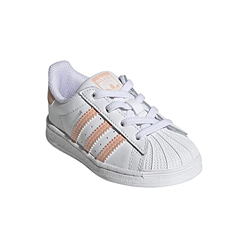 adidas Originals Kids Superstar Skate Shoe, White/Haze Coral/White, 7 US Unisex Toddler2