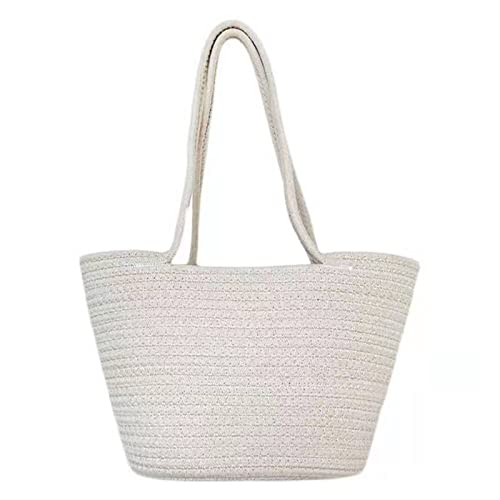 Straw Bag Summer Girl Beach bag Vacation Shoulder Bucket Bag Trend large capacity FashionTote Bag Summer Travel Vacation Beach Woven Handbag(Cream-colored)