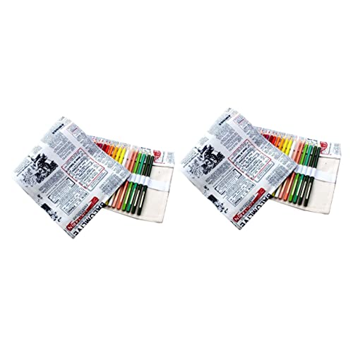 NUOBESTY 2pcs Portable Canvas Knitting Pencil Roll Wrap Organizer Slots for Pencil Storage for Travel and Crafting Projects