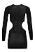 Cocolicious Women's Sexy Long Sleeve Open Neckline Sheer Mini Dress One Piece Lingerie (One Size, Black)