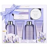 BODY & EARTH Bath and Body Gift Set - Luxurious 6 Pcs Bath Kit for Women, Relaxing Spa Set with Lavender Scent, Perfect Birthday Gift Set for Women Includes Bubble Bath, Shower Gel, Body Lotion