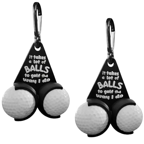 Tniytru 2-Piece Golf Ball Holder Funny Golf Accessories with Clip Portable Storage for Golf Bag Dimensions 14 * 13