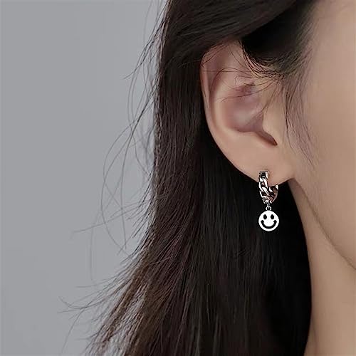 NALsa Trendy Silver Color Women Earrings Metal Retro Smiley Face Pattern Drop Dangle Earrings for Women Party Jewelry 1Pair4