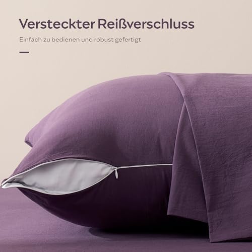 JELLYMONI Kopfkissenbezug 40x145cm Baumwolle 2er Set Lila Oeko-Tex – Ansicht 3