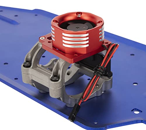 Image of DKKY RC Motor Cooling Fan Heatsink 21000 RPM for Traxxas 1 /8 4WD Sledge Motor with LED Light, Red