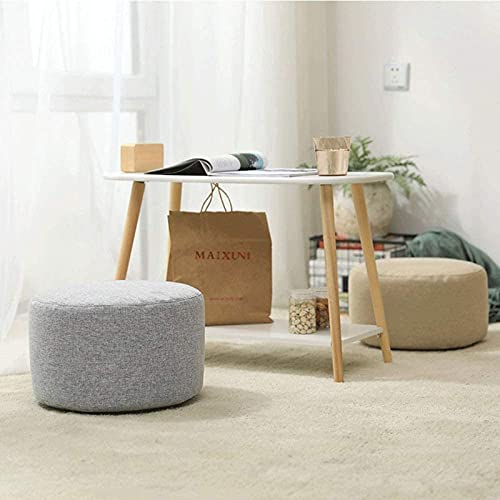 Tabouret de pied coiffeuse orange rond en tissu compact 37x24cm - 5