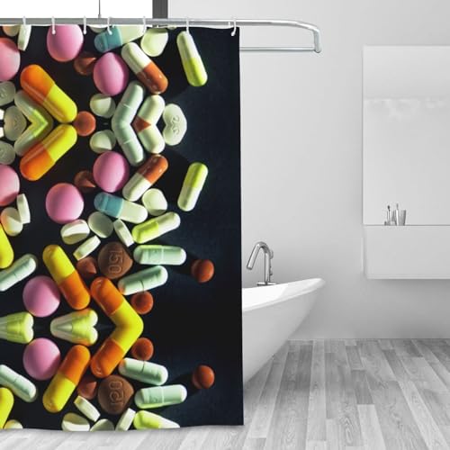 Rideau de douche imperméable pilules contre fuites eau salle de bain - 8
