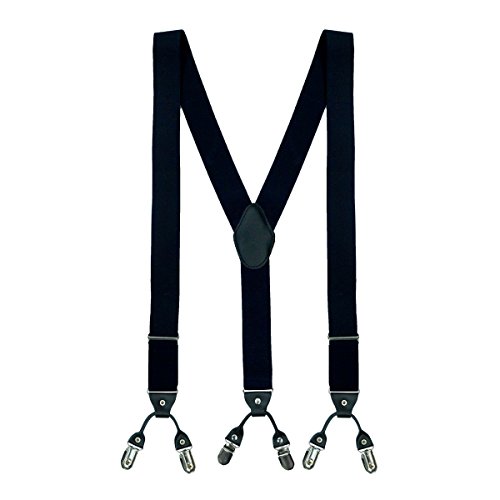 Image of The Tie Hub Suspenders for Men | Slim Clip-On Y-Back Elastic Braces | Adjustable 1.25 Inch | Formal Wedding Office