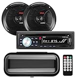 Pyle Marine Stereo Radio Receiver Speaker Kit - 200W Wireless Receiver and 150W Waterproof 6.5” Speakers, Hands-Free Talking, CD/MP3/USB/SD Player, AM/FM Radio, for Boat & Off-Road Vehicles