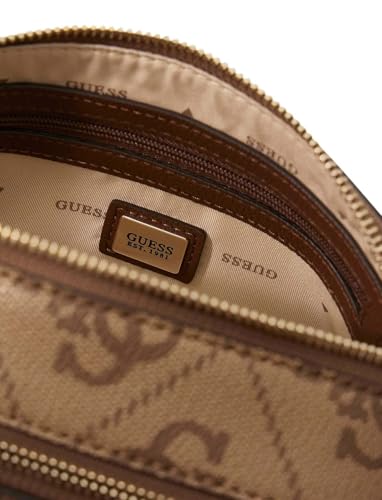 GUESS Womens Noelle Ii Crossbody Camera, Latte Logo/Brown