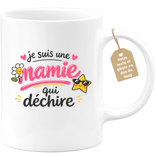 quotedazur Café-Croissant - Mug Personnalisé Mamie - Je Suis Une Mamie Qui Dechire - Cadeau Fête Des Grands Mères Noël Original - Blanc/céramique