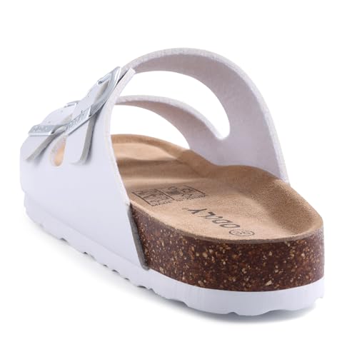 Image of ODOLY Unisex Comfortable Cork Footbed Slide Sandals with Arch Support | Adjustable Buckle, Lightweight Summer Sandals for Travel and Everyday Wear