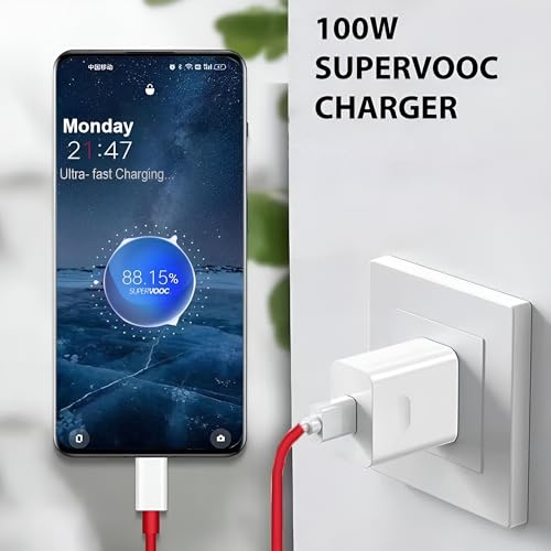 Image of 100W Supervooc USB Type C Charger with 1M Cable for Oneplus 12 /12R /11 /11R /10 Pro /10T /10R /10 /9 Pro /9RT /9 /Nord Ce 4 /Ce 3 /Ce 2 Lite /Ce 3 Lite /Nord 4 /3 /2 /2T 5G, 100 w USBC Fast Charging Adapter, White