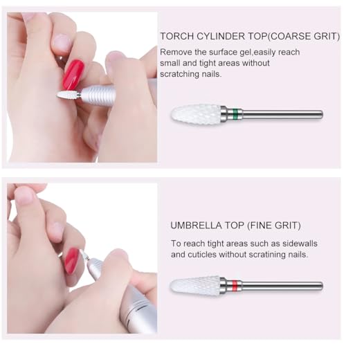 MAYCREATE® 5Pcs Ceramic Nail Drill Bits Universal 2.35mm(3/32'') Shank Nail Drill Bits for Nail Drill Machine Multifunctional Nail Drill Bits for Gel Nail Removal, Shaping,... - Image 4