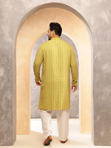 Image of SOJANYA Plus (Since 1958) Men's Cotton Ethnic Motifs Embroidered Long Kurta