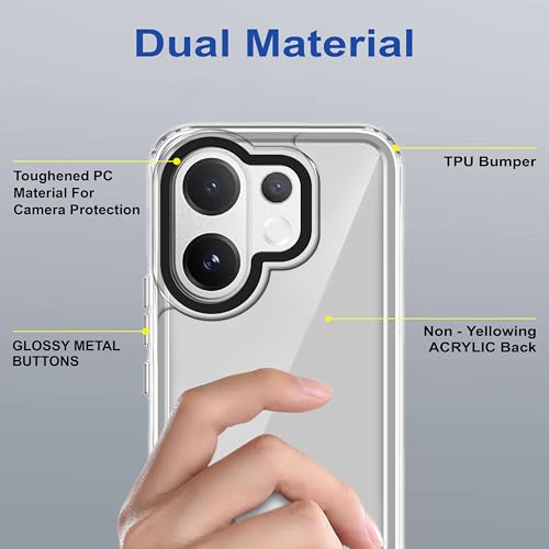 Image of Zapcase Back Case Cover for Vivo T4 Pro 5G | Compatible for Vivo T4 Pro 5G Back Cover | Case Cover with Camera Protection | (TPU + PC | Transparent)