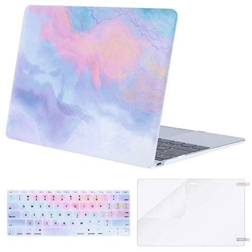 MOSISO Compatible with MacBook 12 inch Case with Retina Display (Model A1534, Release 2017 2016 2015), Plastic Pattern Hard Shell Case & Keyboard Cover & Screen Protector, Colorful Clouds