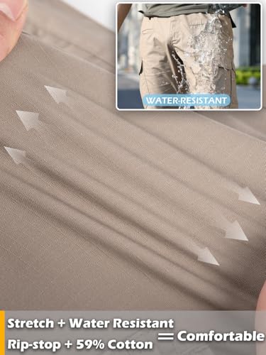 CARWORNIC Men's Stretch Tactical Work Pants Flex Ripstop Water Resistant EDC Utility Hiking Cargo Pants with 12 Pockets3