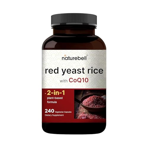 NatureBell Red Yeast Rice with CoQ10-240 Vegetarian Capsules - for Heart Health Energy Support Brain Wellness & Antioxidant Support*