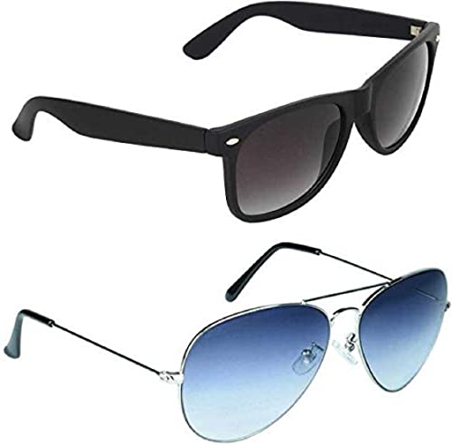 Image of UV-Protected Unisex Wayfarer And Aviator Combo Pack Of 2 Sunglasses